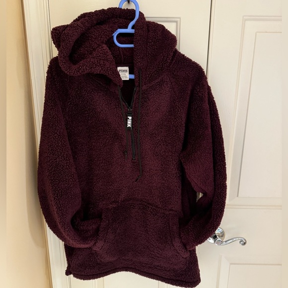 PINK Victoria's Secret Tops - VS Pink hoodie pullover with zipper in eggplant